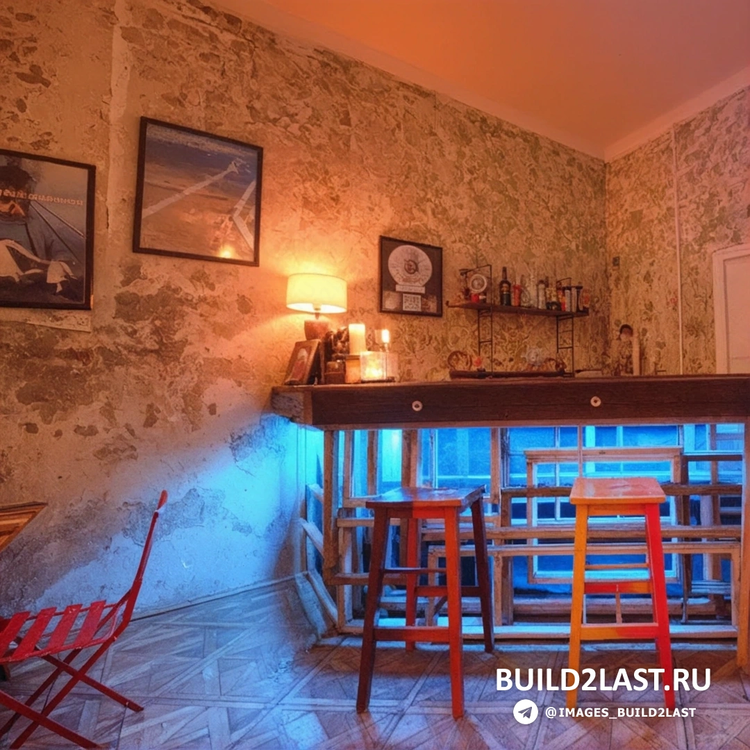 Деталь интерьера с искусно подобранным освещением и художественными объектами на стенах