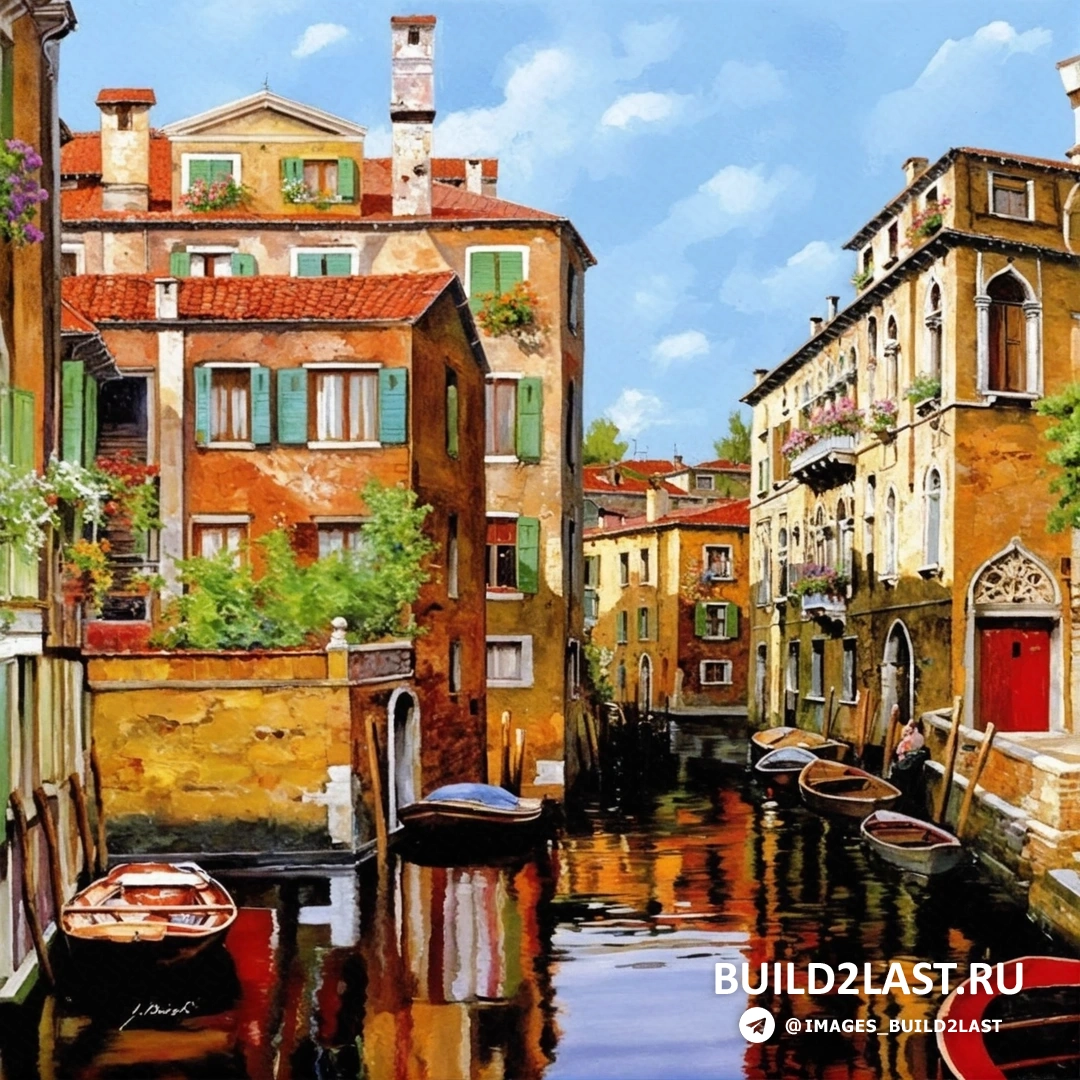 Итальянский пейзаж на картине Guido Borelli с яркими цветами и живописной природой