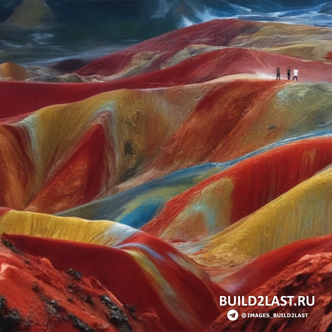 Разноцветные песчаные горы в Китае. Природная достопримечательность с яркими оттенками.