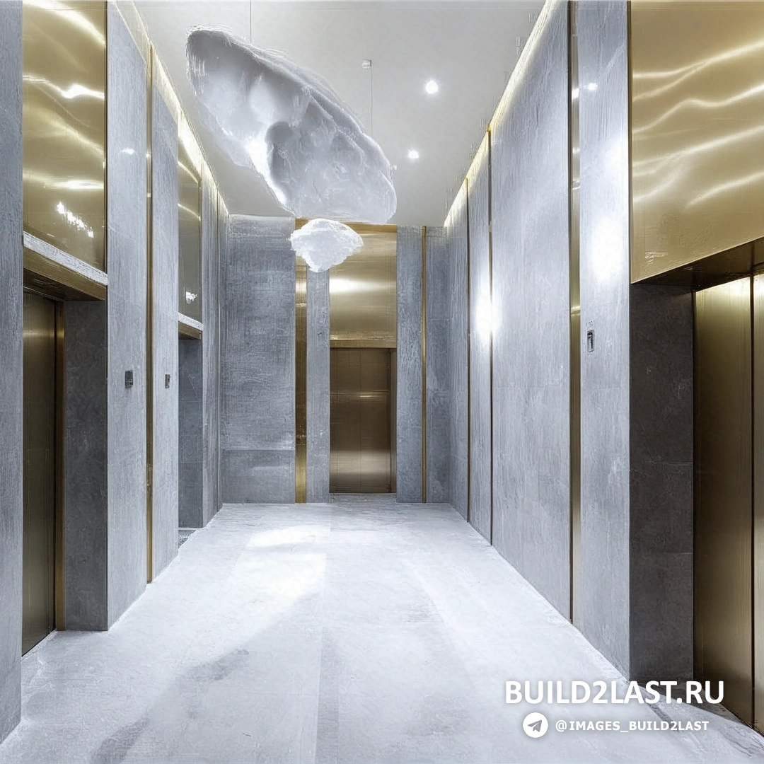 Статуэтки, стеллажи и колонны с реечным потолком, точечное освещение и сочетание серого, голубого и белого в отеле Skytel, Ченду